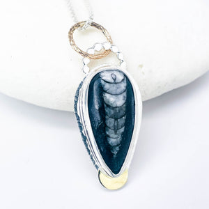 Orthoceras Pendant Necklace Sterling Silver - Quiet Wonder Talisman