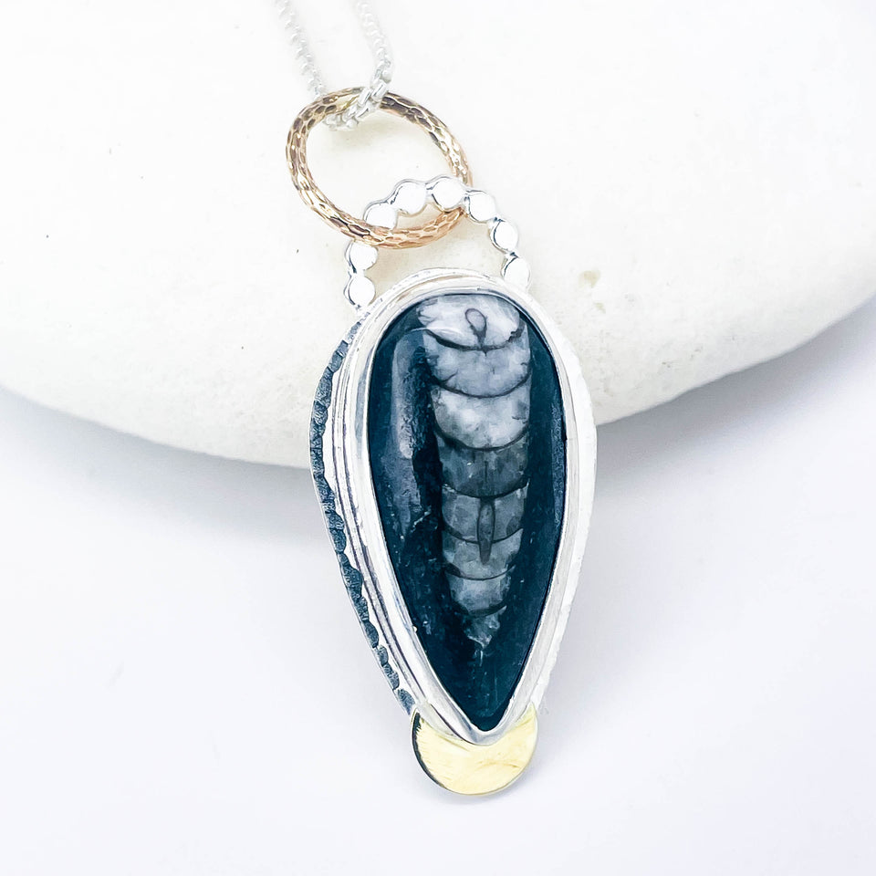 Orthoceras Pendant Necklace Sterling Silver - Quiet Wonder Talisman