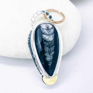 Orthoceras Pendant Necklace Sterling Silver - Quiet Wonder Talisman
