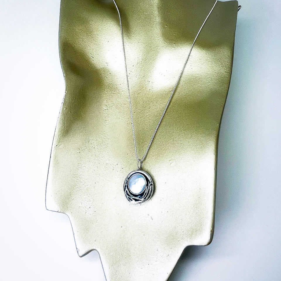 Sterling Silver Pearl Nest Pendant - Protection Talisman