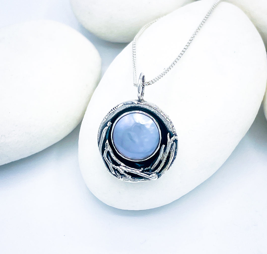 Sterling Silver Pearl Nest Pendant - Protection Talisman