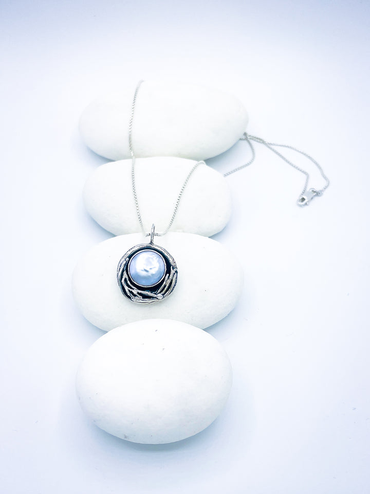 Sterling Silver Pearl Nest Pendant - Protection Talisman