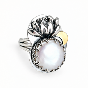Pearl Lotus Ring Size 7