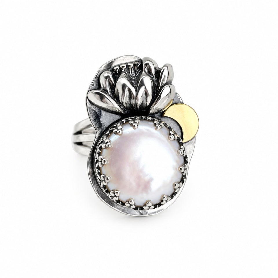 Pearl Lotus Ring Size 7