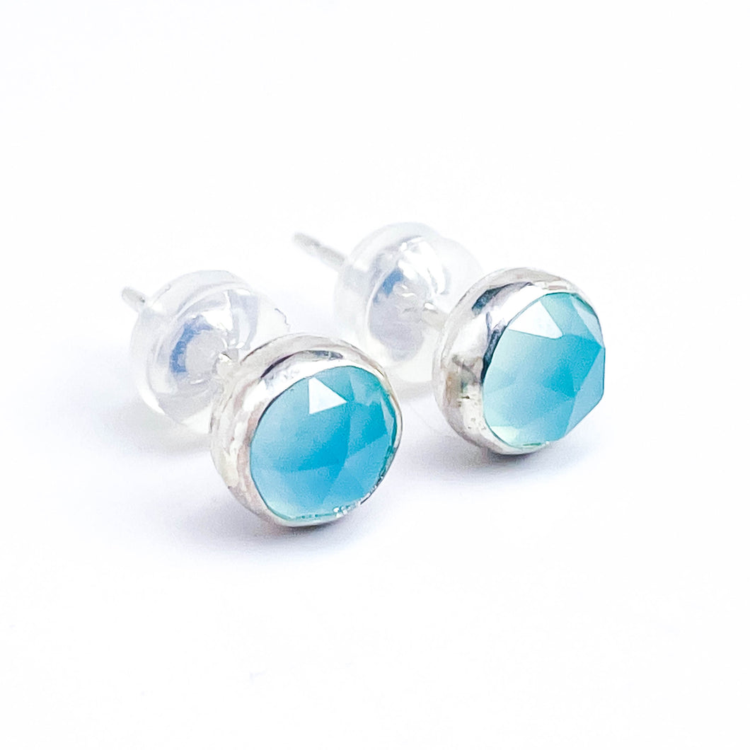 Sterling Silver Stud Earrings with Various Gemstones