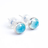 Sterling Silver Stud Earrings with Various Gemstones