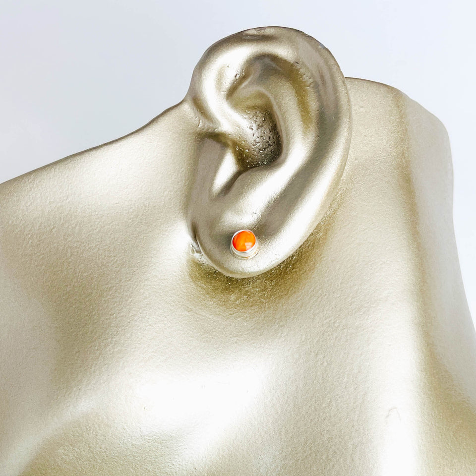 Sterling Silver Stud Earrings with Various Gemstones