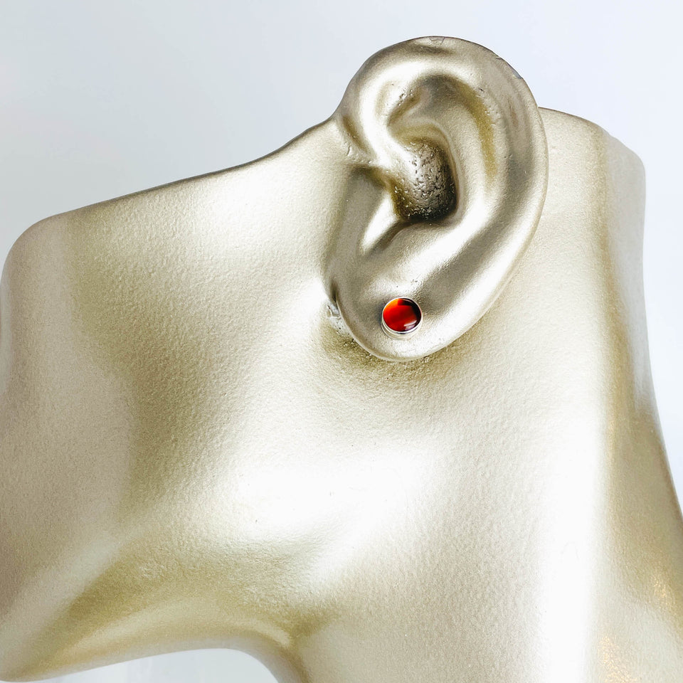 Sterling Silver Stud Earrings with Various Gemstones