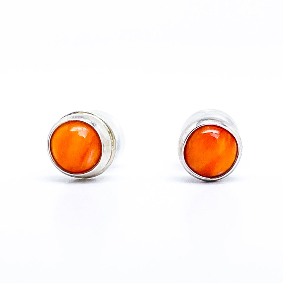 Sterling Silver Stud Earrings with Various Gemstones
