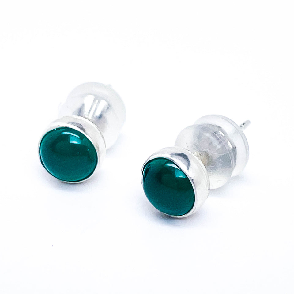 Sterling Silver Stud Earrings with Various Gemstones