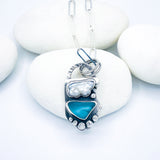 Sterling Silver Pearl Sea Glass Pendant Necklace - Touchstone Talisman