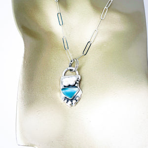 Sterling Silver Pearl Sea Glass Pendant Necklace - Touchstone Talisman