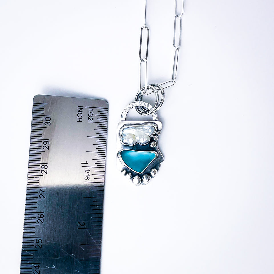 Sterling Silver Pearl Sea Glass Pendant Necklace - Touchstone Talisman