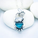 Sterling Silver Pearl Sea Glass Pendant Necklace - Touchstone Talisman