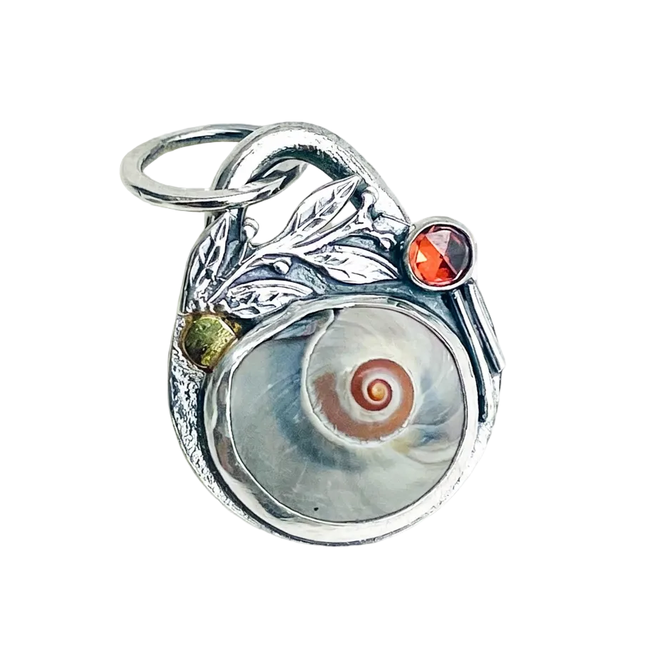 Pink Tourmaline Shark Eye Shell Necklace - DawnsArtisanJewelry.com