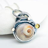 Citrine Shark Eye Shell Necklace - DawnsArtisanJewelry.com