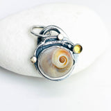 Citrine Shark Eye Shell Necklace - DawnsArtisanJewelry.com