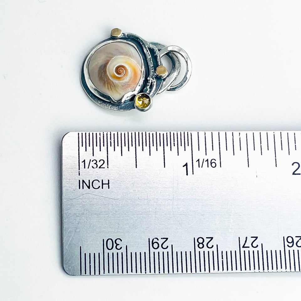 Citrine Shark Eye Shell Necklace - DawnsArtisanJewelry.com