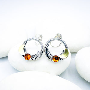 Sterling Silver Amber Nest Earrings
