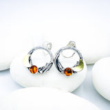 Sterling Silver Amber Nest Earrings