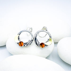 Sterling Silver Amber Nest Earrings