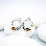 Sterling Silver Amber Nest Earrings