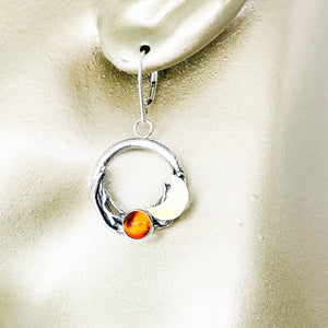 Sterling Silver Amber Nest Earrings