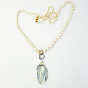 Sterling Silver Blister Pearl Pendant Pendant - Reversible Fire Horse Talisman - DawnsArtisanJewelry.com