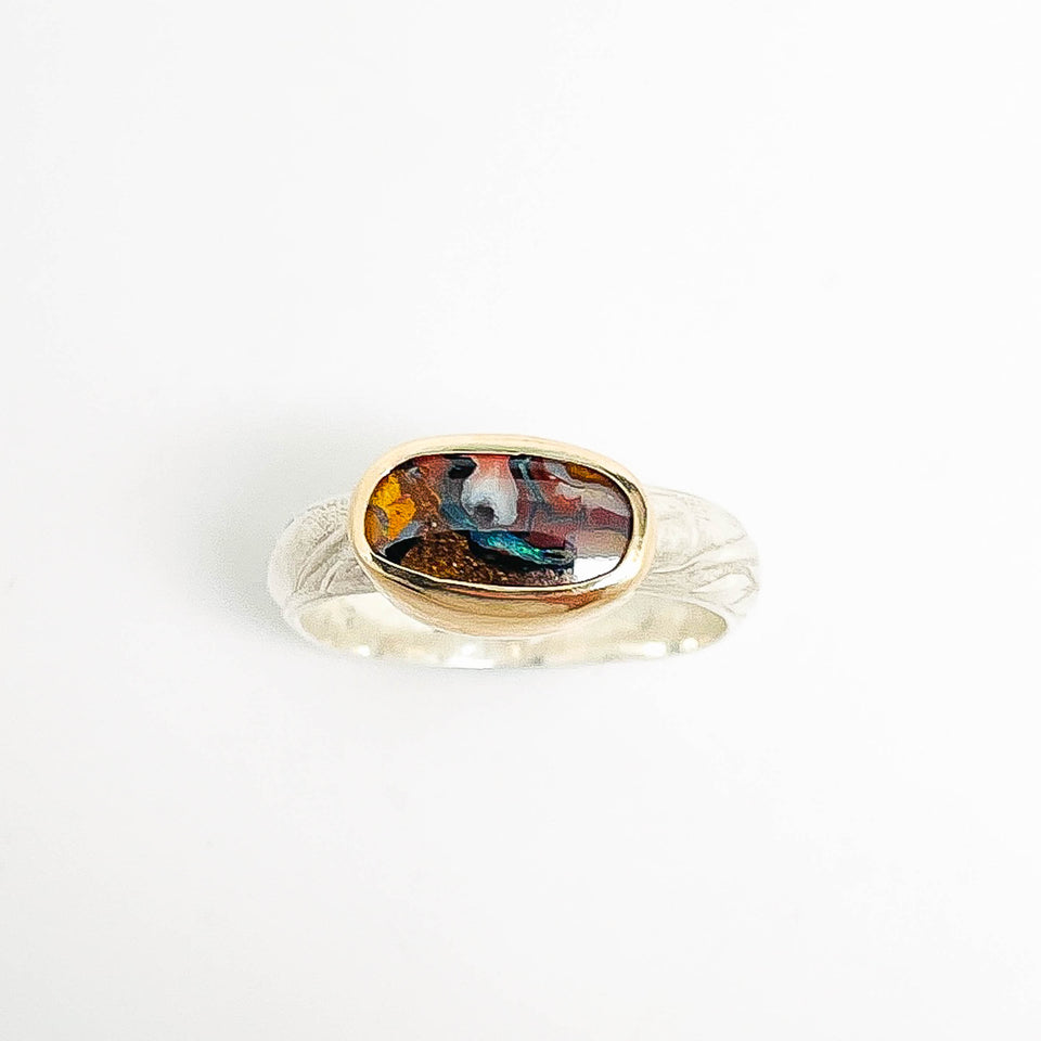 Sterling Silver Boulder Opal Rings Size 7 1/2