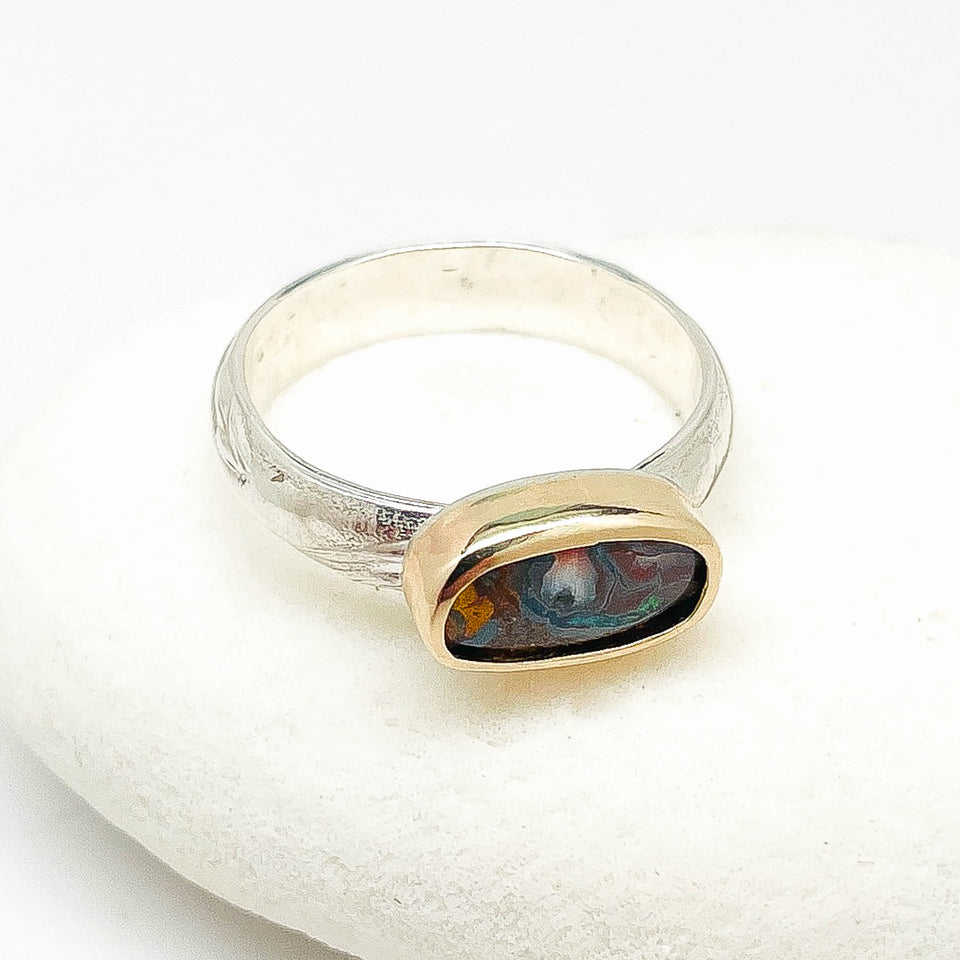Sterling Silver Boulder Opal Rings Size 7 1/2