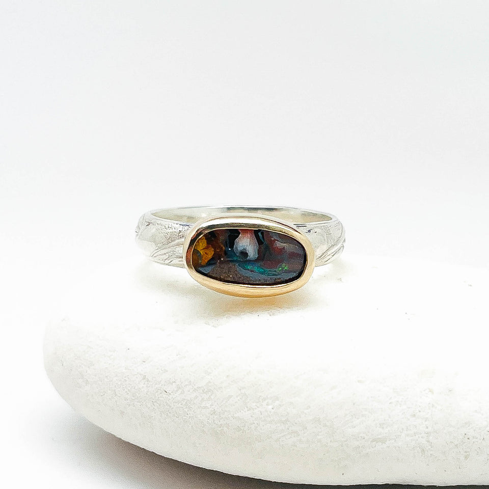 Sterling Silver Boulder Opal Rings Size 7 1/2