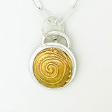 Sacred Currents-  Reversible Sterling Silver and Bronze Spiral Pendant - DawnsArtisanJewelry.com