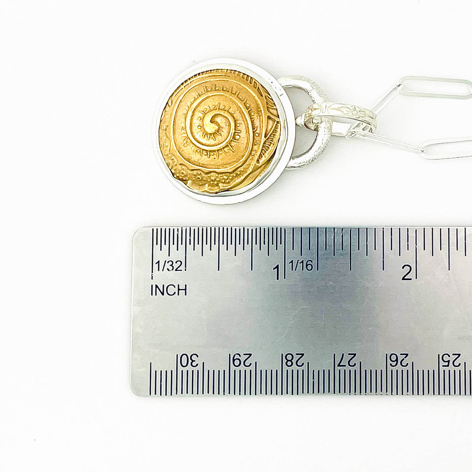 Sacred Currents-  Reversible Sterling Silver and Bronze Spiral Pendant - DawnsArtisanJewelry.com