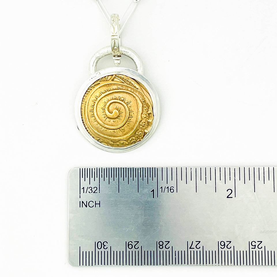 Sacred Currents-  Reversible Sterling Silver and Bronze Spiral Pendant - DawnsArtisanJewelry.com