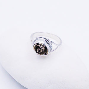 Sterling Silver Bronze Rose Ring Size 8 1/2