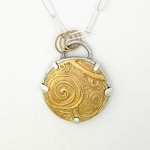 Sterling Silver Bronze Spirals Pendant - Golden Tide Spiral Pendant - DawnsArtisanJewelry.com