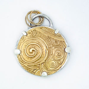 Sterling Silver Bronze Spirals Pendant - Golden Tide Spiral Pendant - DawnsArtisanJewelry.com