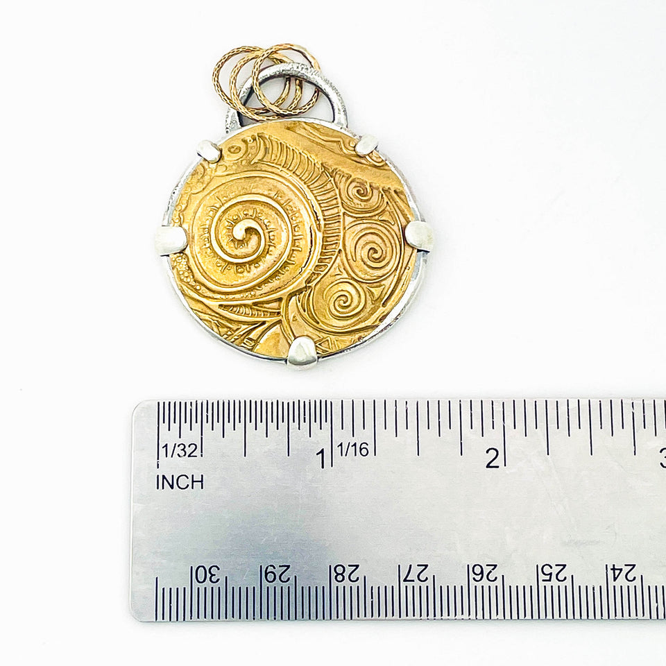 Sterling Silver Bronze Spirals Pendant - Golden Tide Spiral Pendant - DawnsArtisanJewelry.com
