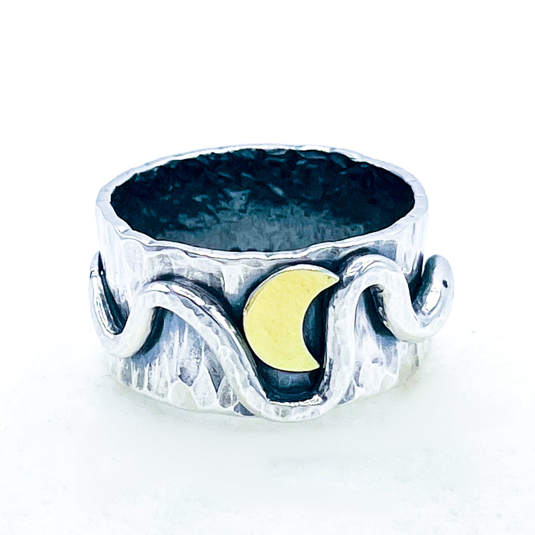 Sterling Silver Celestial Snake Ring Size 7