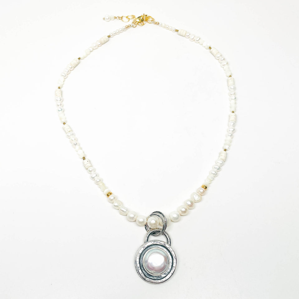 Freshwater Coin Pearl Necklace Pendant