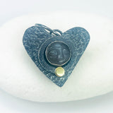 Sterling Silver Gunmetal Finish Moon Face with Gold Pendant - DawnsArtisanJewelry.com