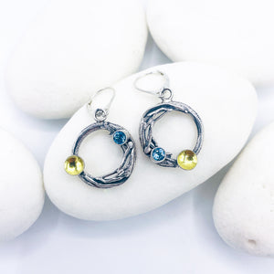 Blue Topaz Nest Earrings - Cradle of Light Earrings