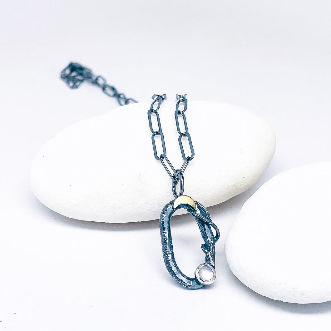 Sterling Silver Quartz & Gold Necklace - Ophelia Collection