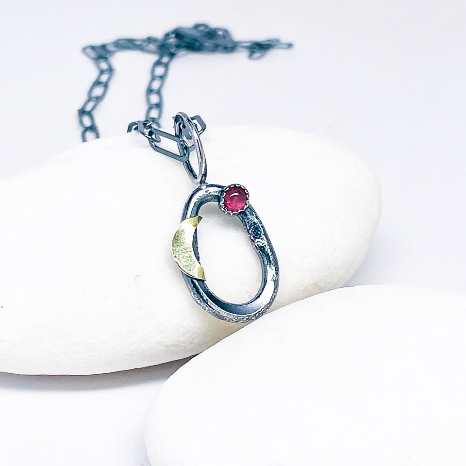 Sterling Silver Ruby and Gold Necklace - Ophelia Collection