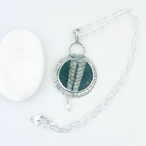 Sterling Silver Orthoceras Necklace Pendant - DawnsArtisanJewelry.com