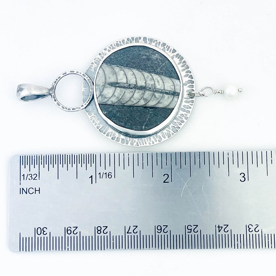 Sterling Silver Orthoceras Necklace Pendant - DawnsArtisanJewelry.com