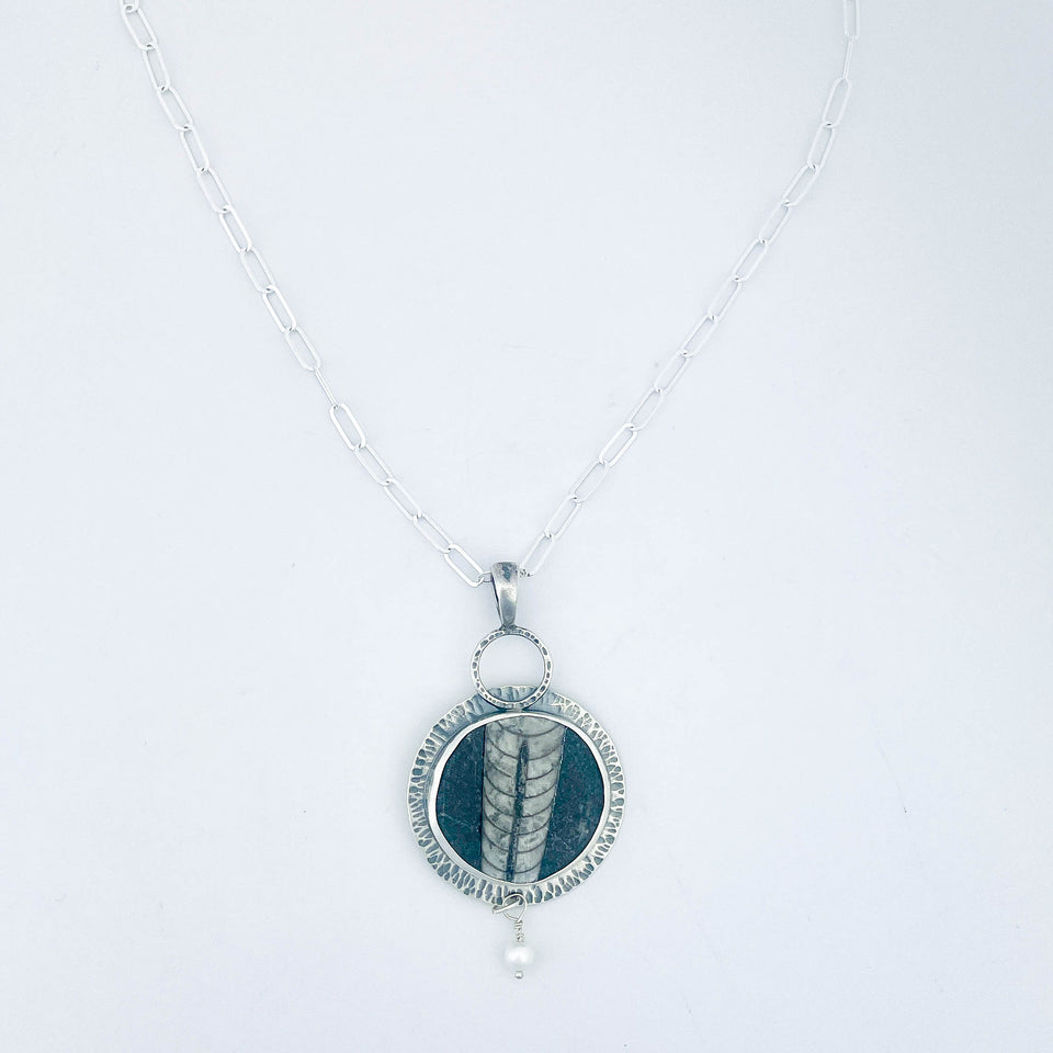 Sterling Silver Orthoceras Necklace Pendant - DawnsArtisanJewelry.com
