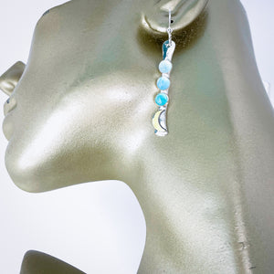 Sterling Silver Totem Talisman Earrings - Chalcedony Crescents