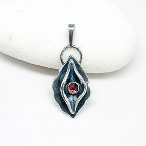 Sterling Silver Necklace - Birth Flower Pendant with Garnet