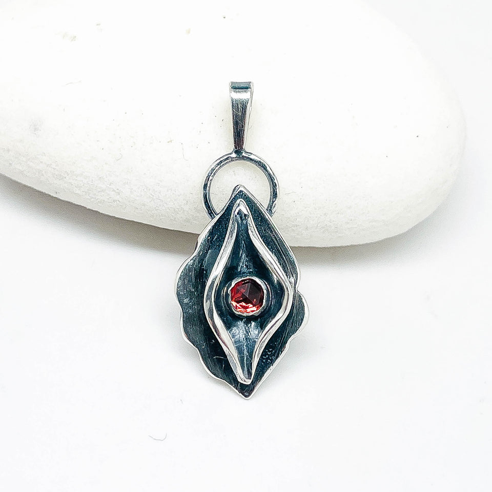 Sterling Silver Necklace - Birth Flower Pendant with Garnet